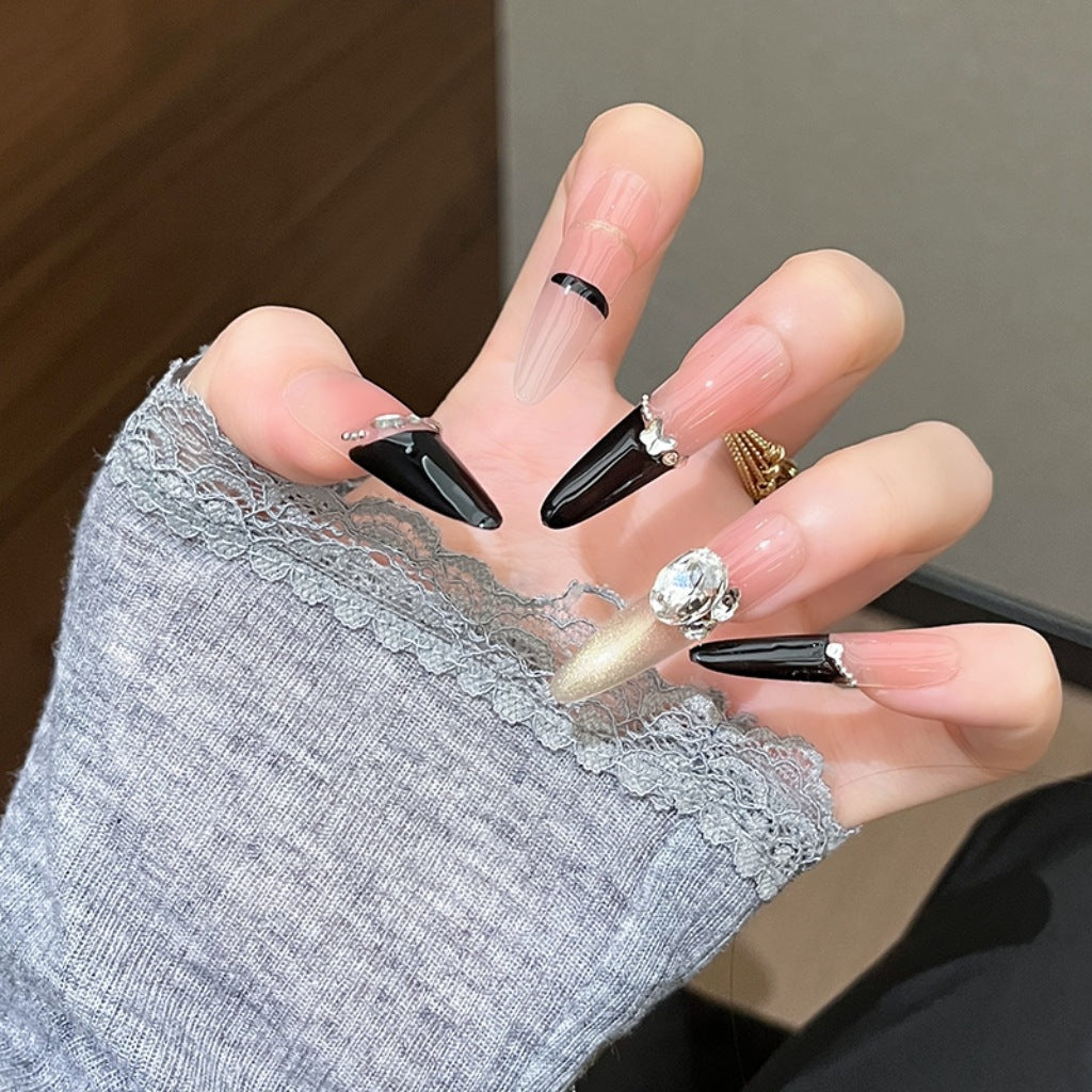 Elegant Floral Design Press-On Nail Extensions Bowlift