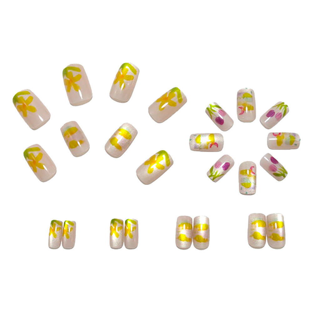 Artificial nails with colorful spring design Bowlift
