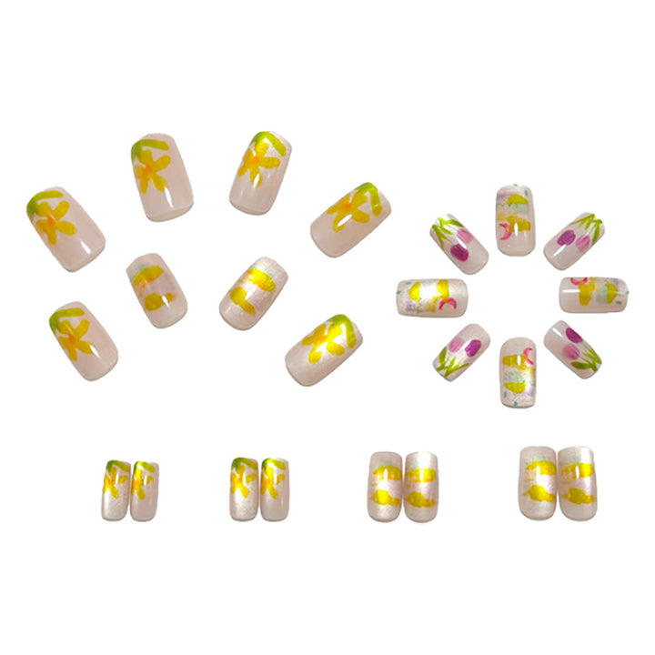 Artificial nails with colorful spring design Bowlift