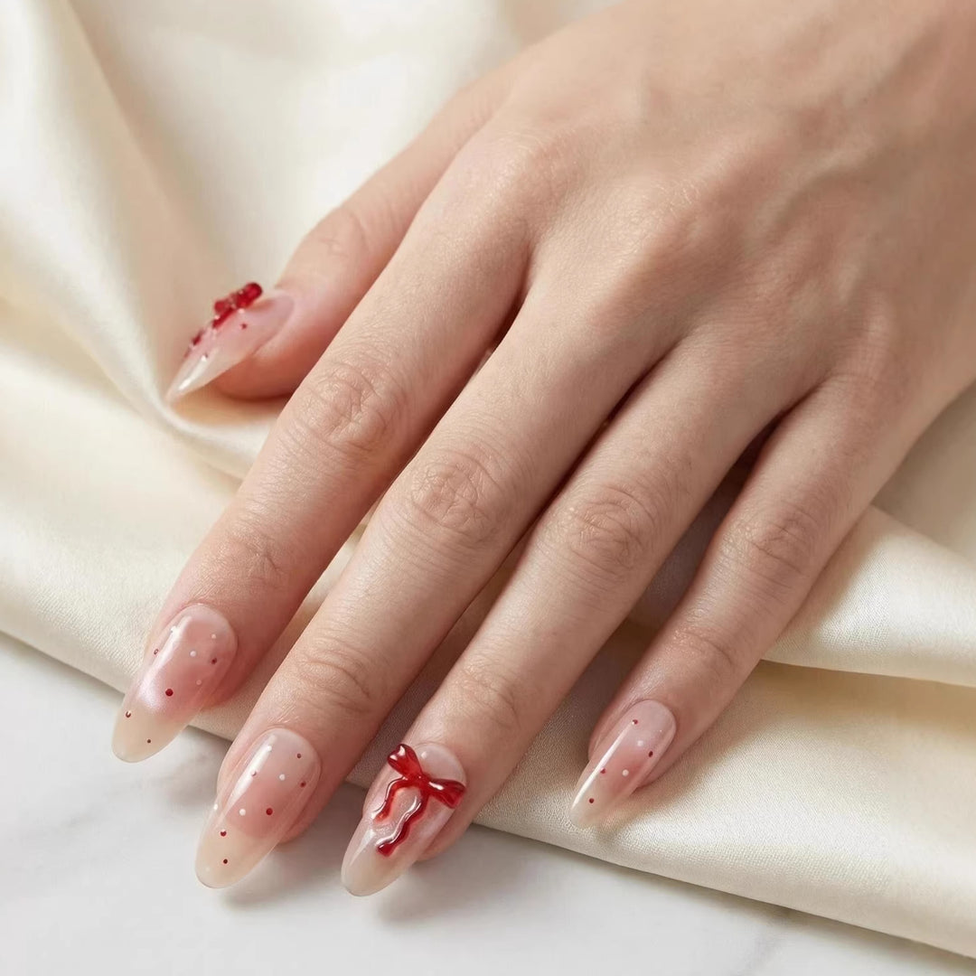 Decorative Bow-Embellished Press-On Nail Tips Bowlift