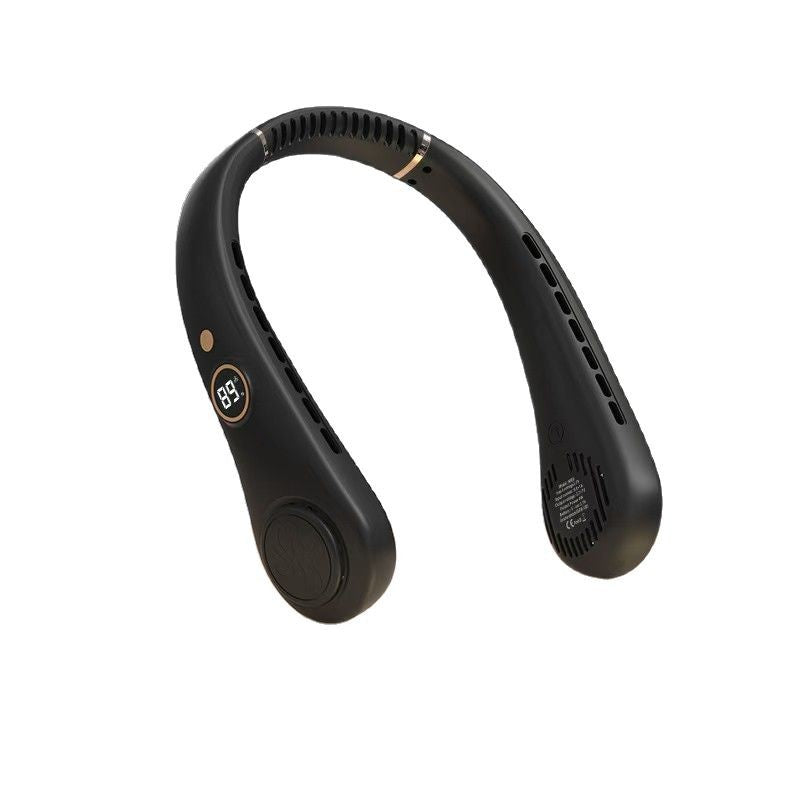 Cooling wearable bladeless neck fan with LED display and dual air outlets Bowlift