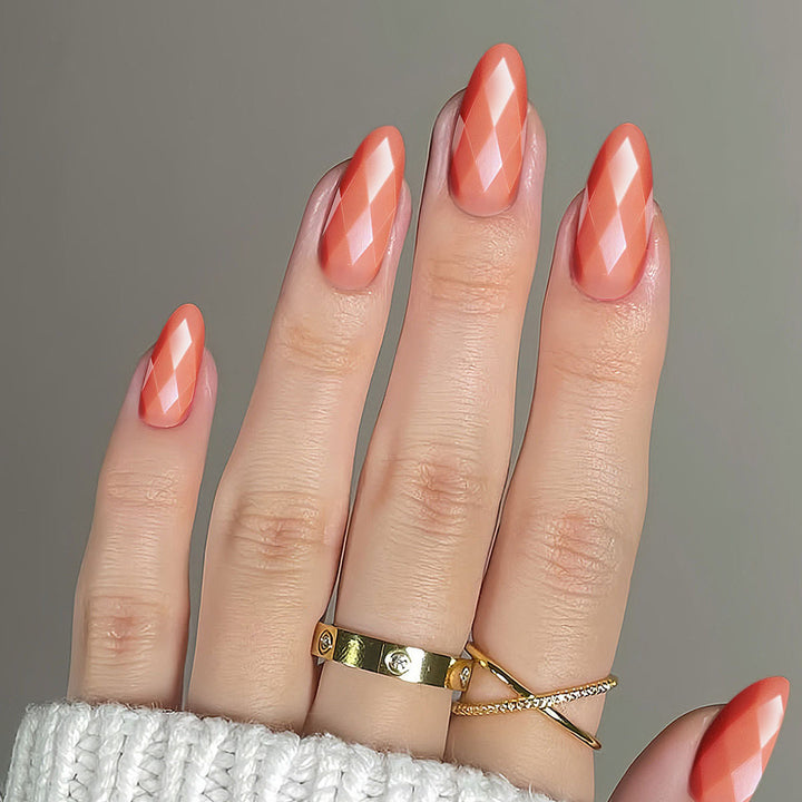 Premium Glossy Diamond-Shaped Press-On Nails Bowlift