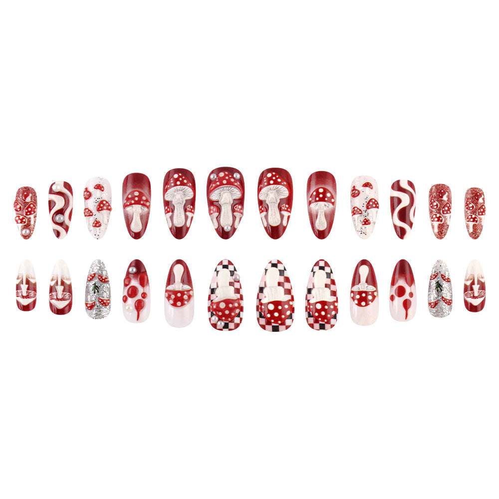 Artistic Mushroom Design Press-On Nail Set Bowlift