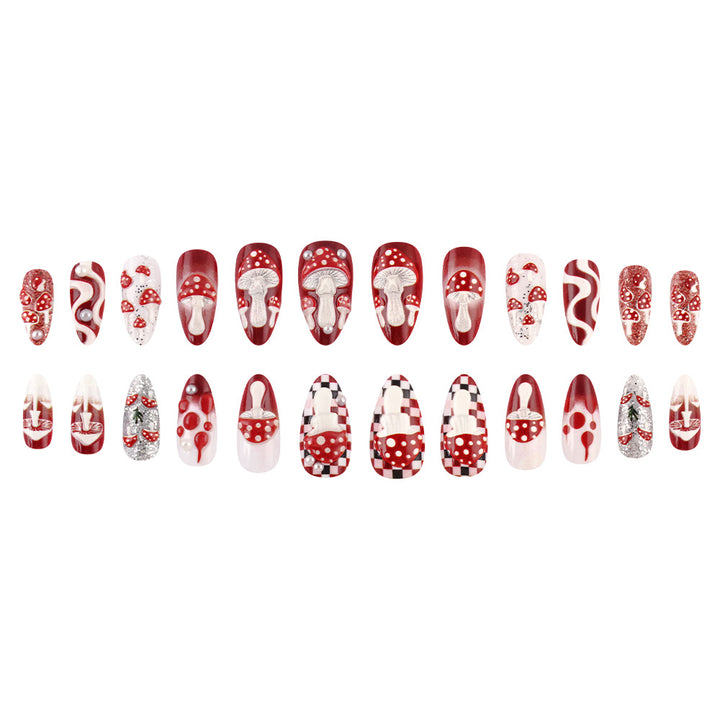 Artistic Mushroom Design Press-On Nail Set Bowlift