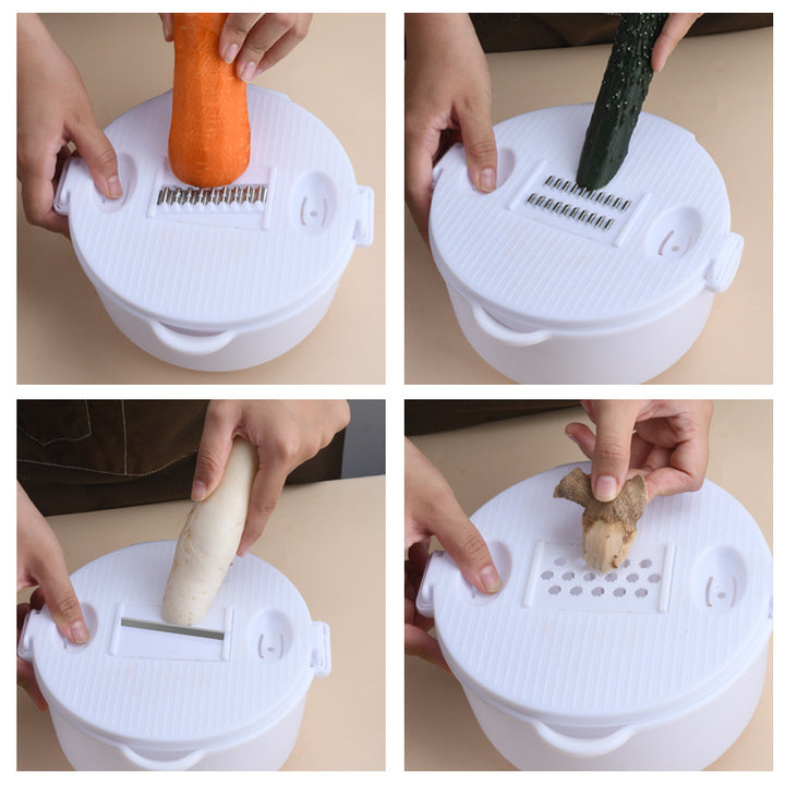 Multifunctional vegetable slicer with integrated cutting attachments Bowlift
