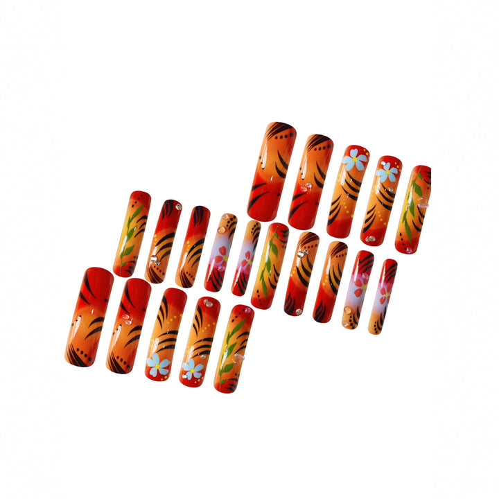 Artfully Designed Floral Press-On Nails Bowlift