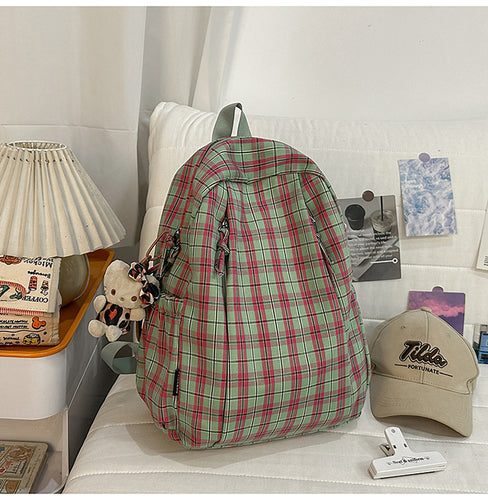 Casual Plaid Patterned School Backpack