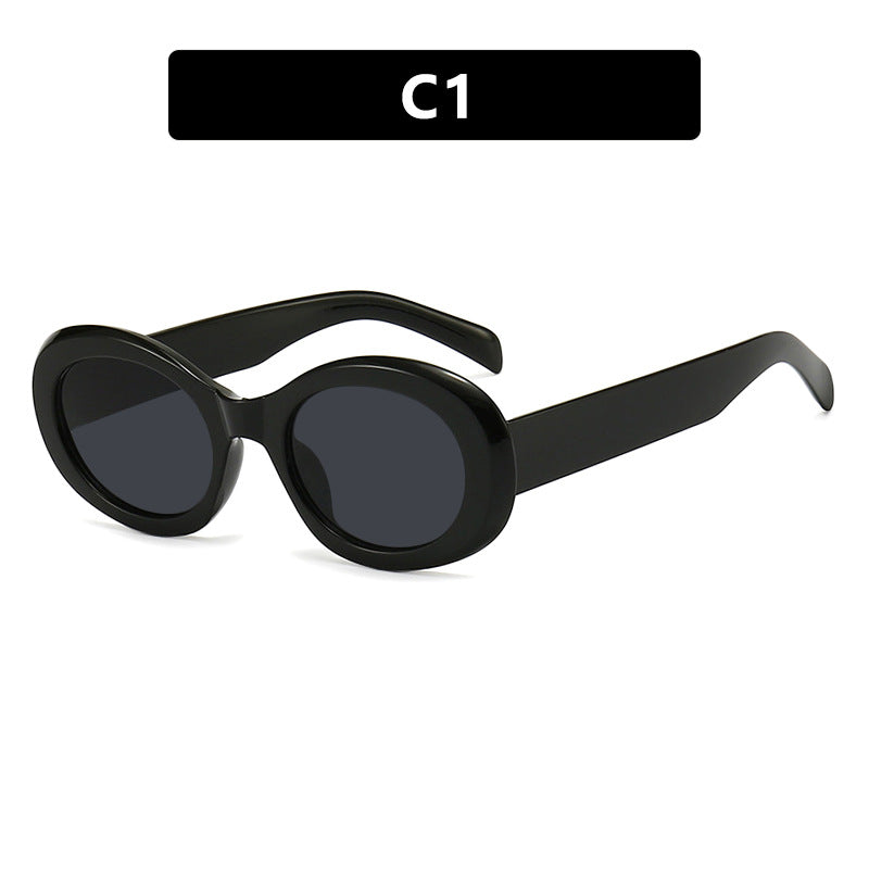 Women's fashionable sunglasses in original oval design with transparent frame and UV protection Bowlift