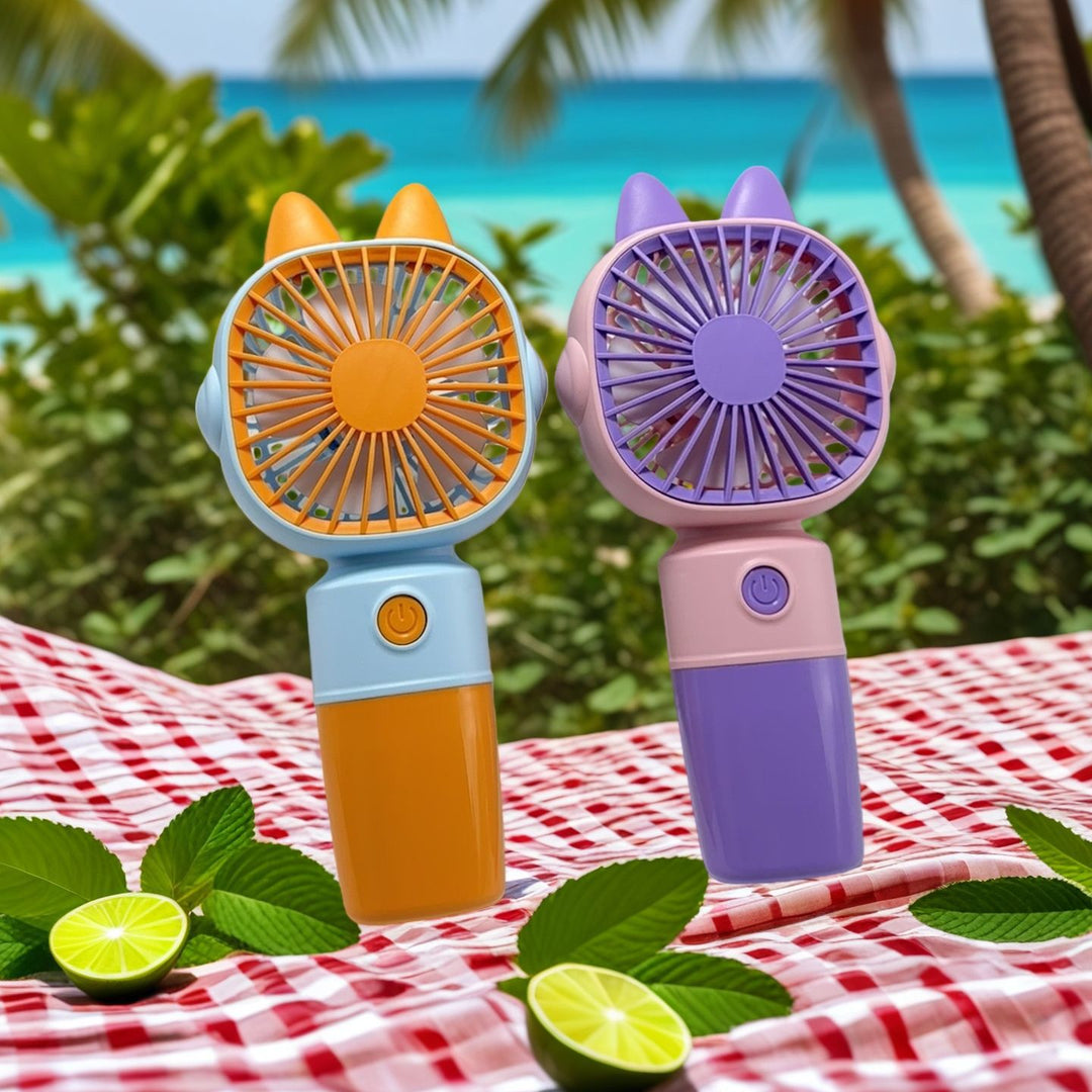 Women Portable Hand Fan with Cat Ears and USB Connection Bowlift