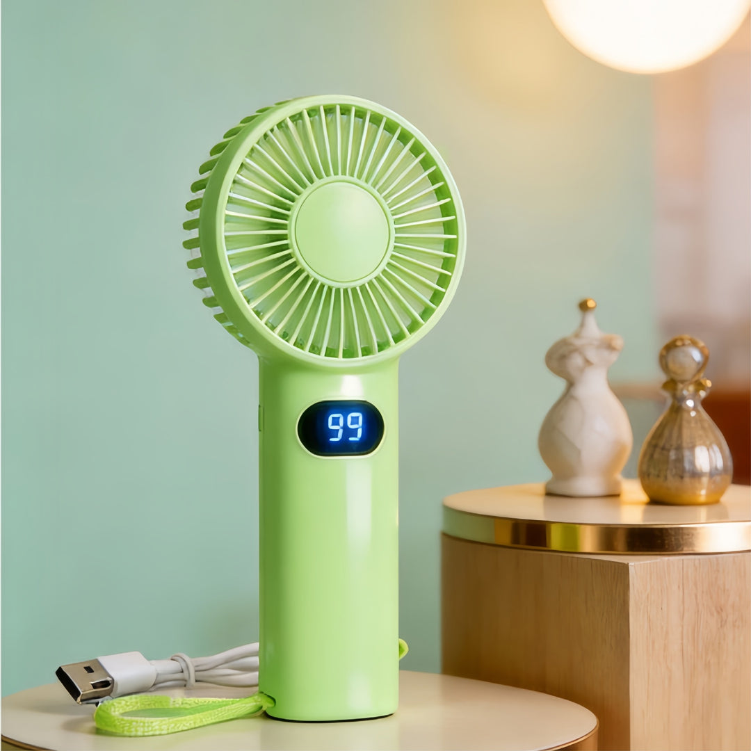 Women's Portable Mini Handheld Fan with LCD Display Bowlift