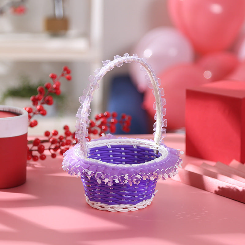 Ladies Decorative Child Basket with Ruffles Bowlift