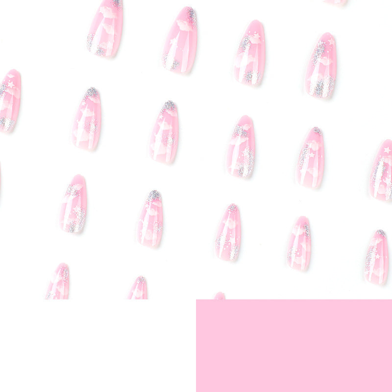 Artificial nails with cloud and star design Bowlift