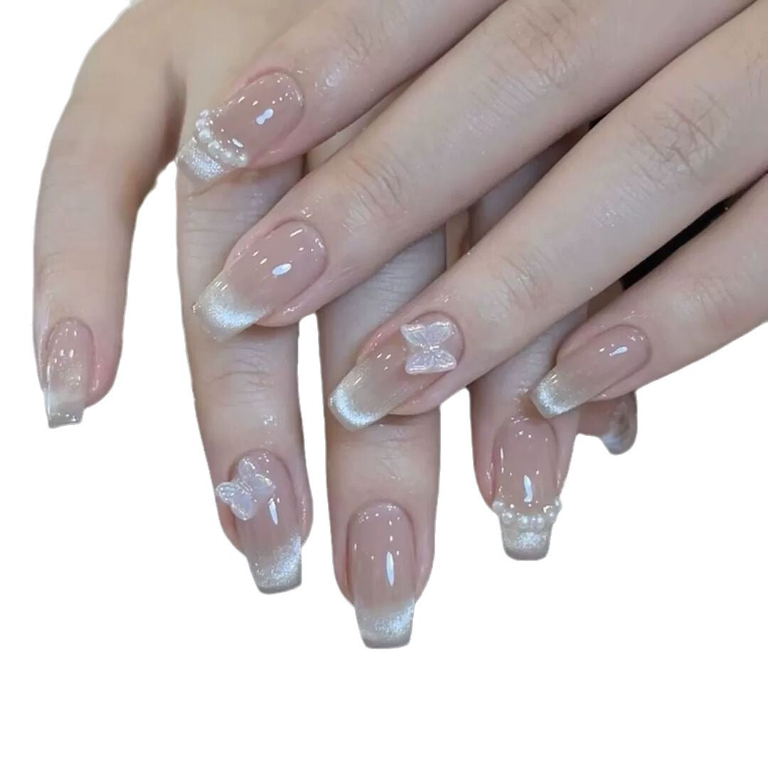 Elegant French Tip Press-On Nail Art Bowlift