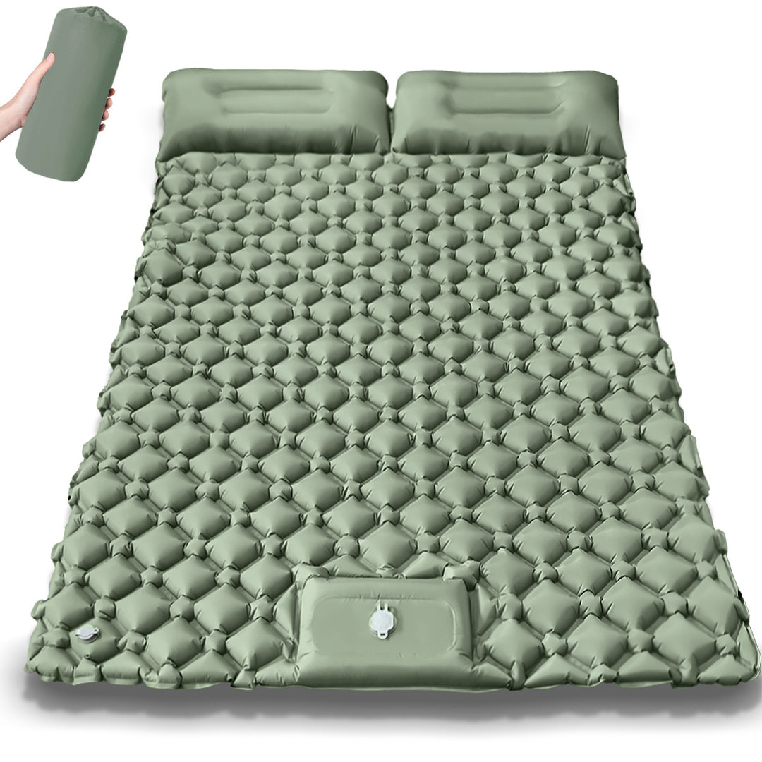 Comfortable double air mattress with integrated pillows Bowlift