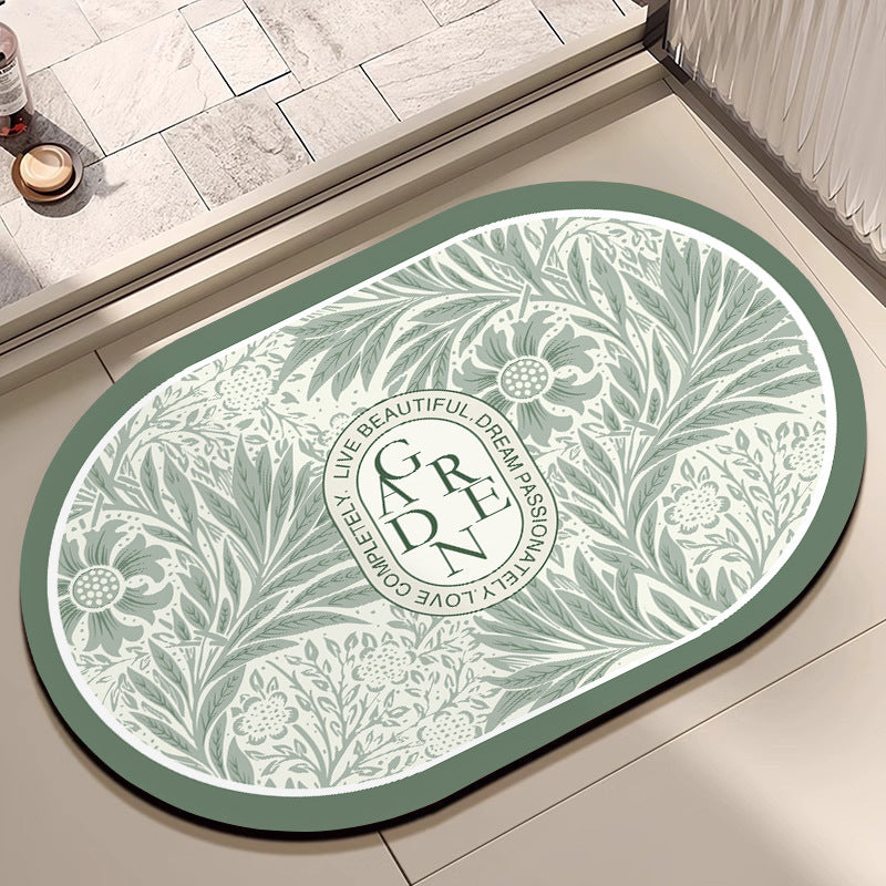 Oval Floral Bath Mat Bowlift