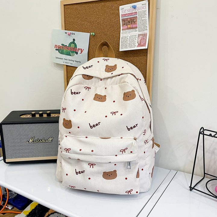 Backpack with Playful Bear Design and Practical Compartments Bowlift
