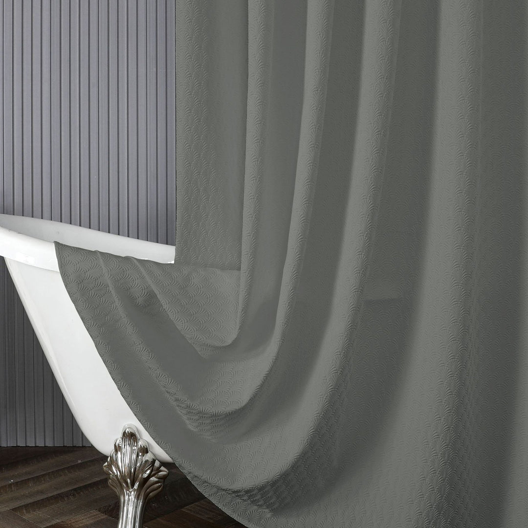 Textured Leaf Motif Shower Curtain Bowlift