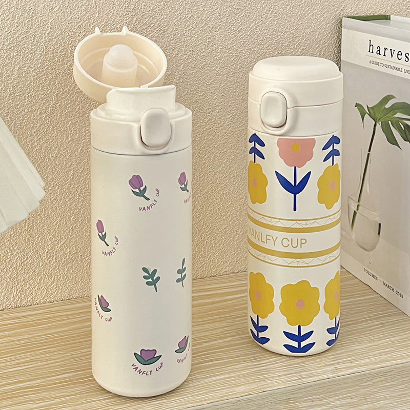Women's Insulated Drinking Bottle with Innovative Leak Proof Bowlift