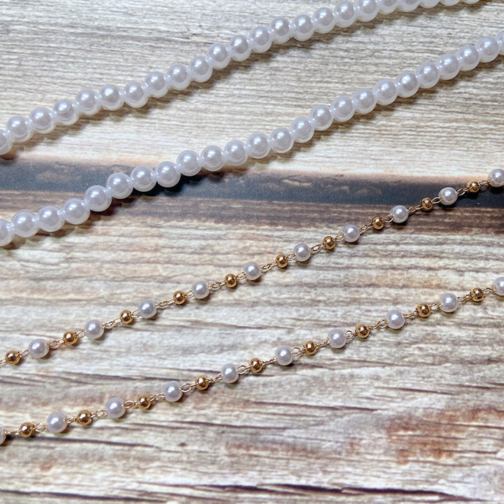 Pearl jewelry chain with golden link chain Bowlift