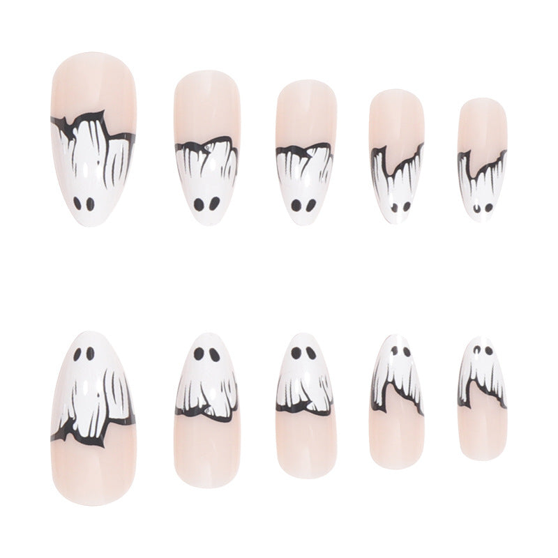 Ghost-Themed Press-On Nail Art Bowlift