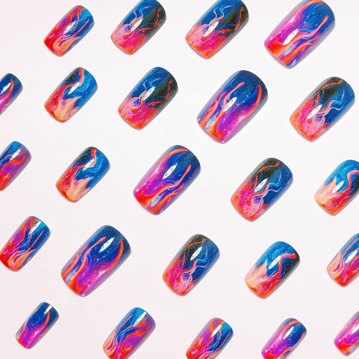 Creative Gel Nails with Luminous Wave Pattern Bowlift
