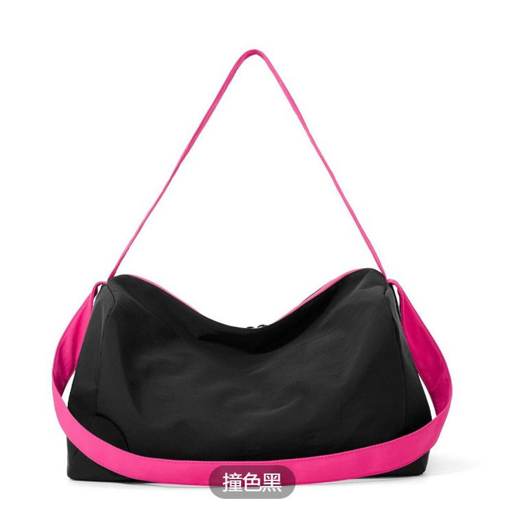 Lightweight Nylon Crescent Shoulder Bag with Wide Contrast Strap Bowlift