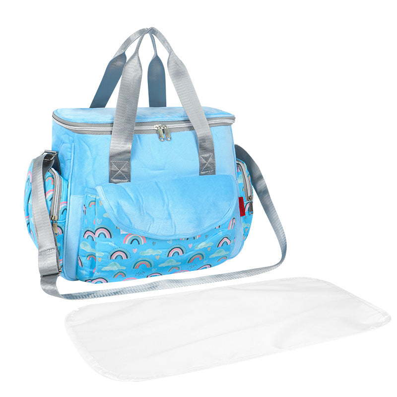 Diaper bag with organized compartments and removable changing mat Bowlift