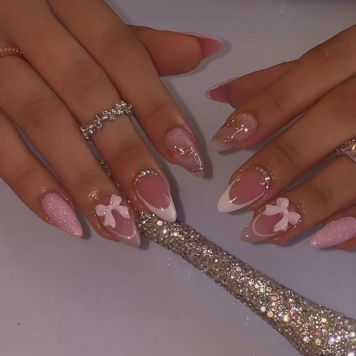 Elegant Floral Press-On Nail Art Extensions Bowlift