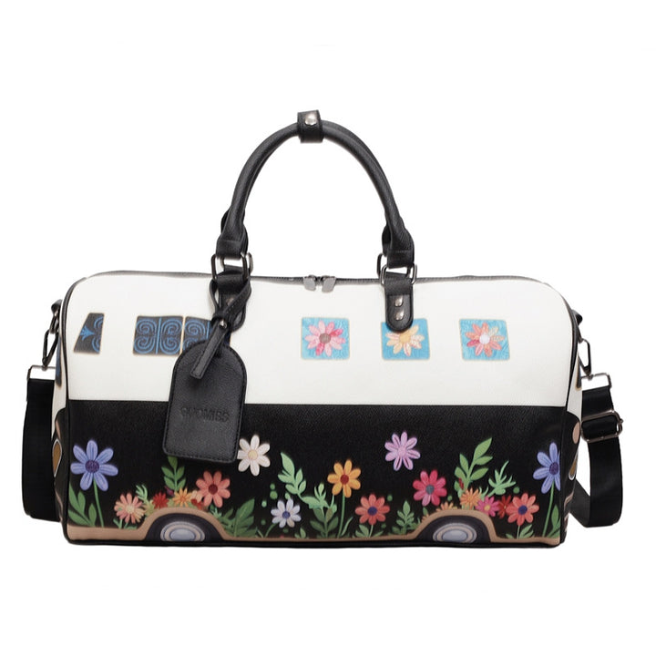 Floral Print Canvas Duffle Bag Bowlift