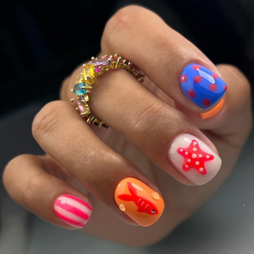 Artificial Nail Set with Maritime Motifs Bowlift