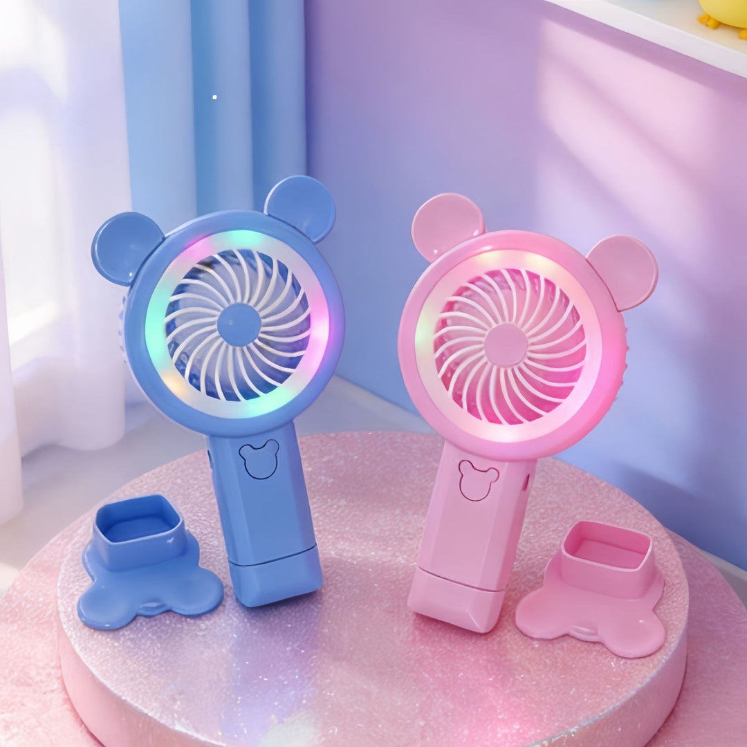 Women's Portable Hand Fan in Cheerful Bear Design Bowlift