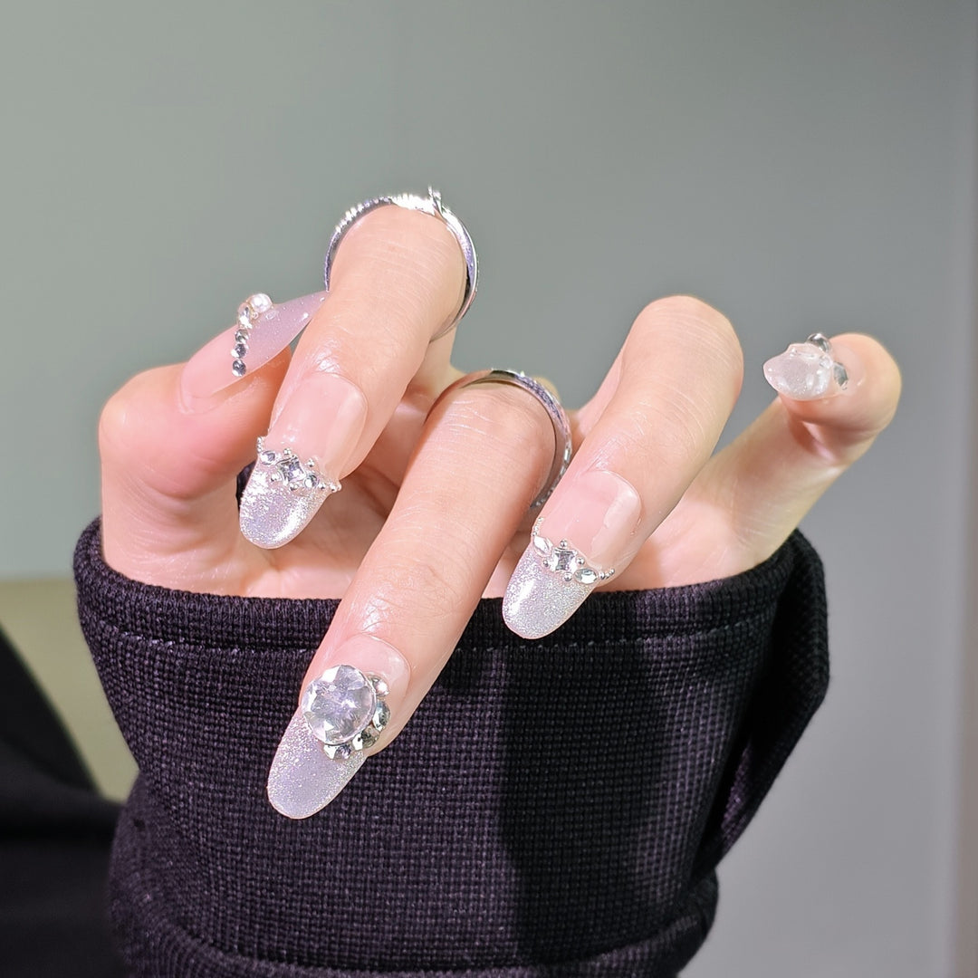 Elegant French Tip Press-On Nails Bowlift