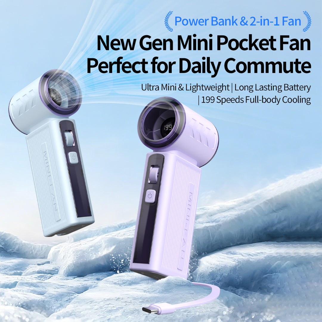 Women Portable Mini Fan with Power Bank Function Bowlift