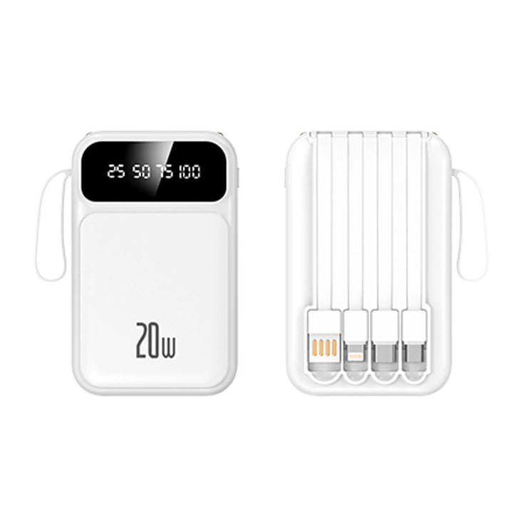 Portable power bank with integrated multifunctional charging cable and digital display Bowlift