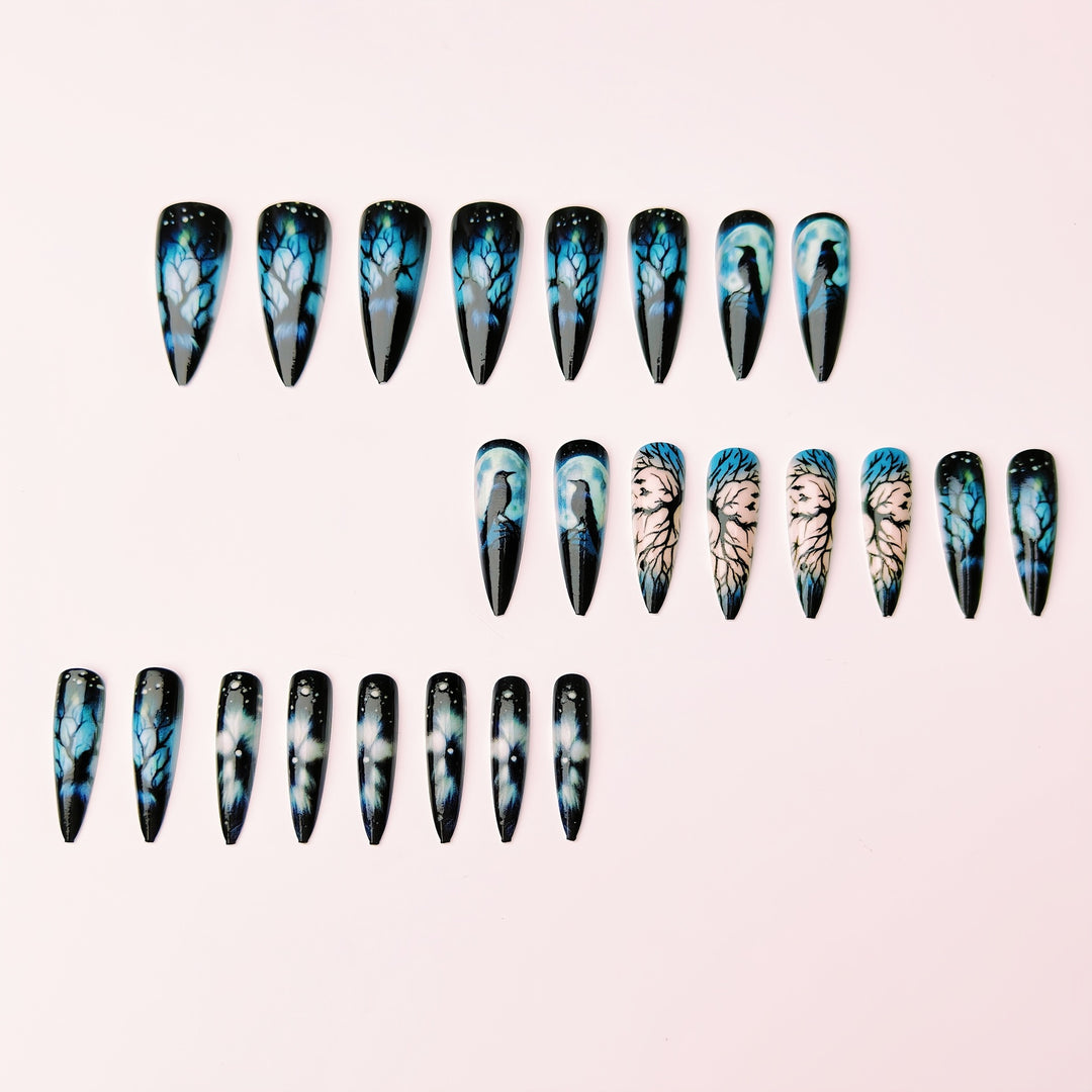 Artistic Midnight Theme Nail Art Bowlift