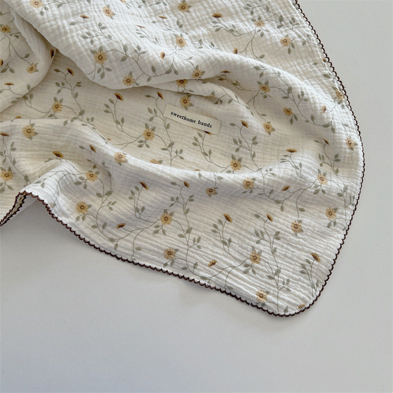 Unisex versatile muslin blanket with floral accents Bowlift