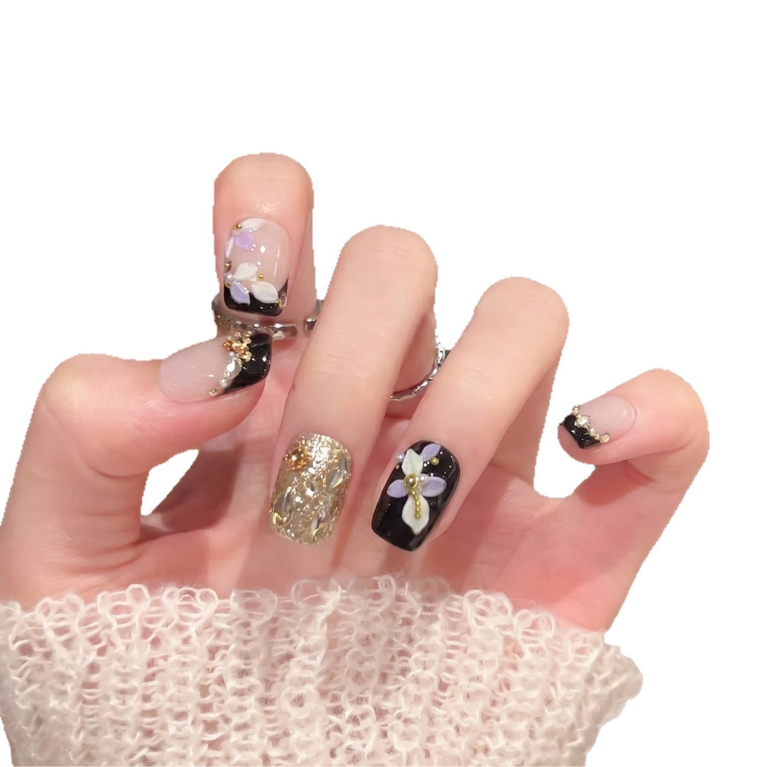 Decorative Floral Press-On Nail Art Set Bowlift 1788223891
