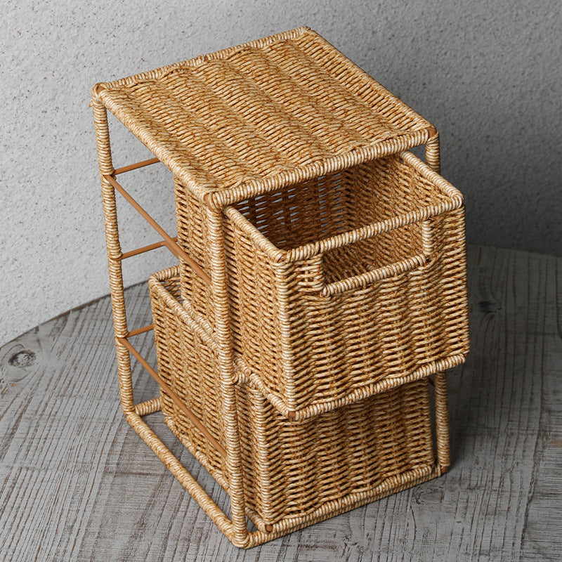 Unisex Stackable Storage Basket with Two Compartments Made of Natural Material Bowlift