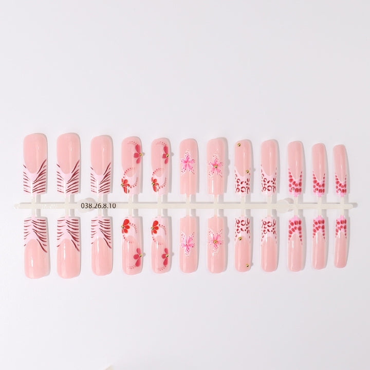 Artistic Floral Design Press-On Nail Set Bowlift