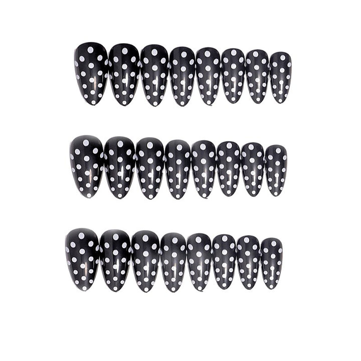 Artistic Almond-Shaped Press-On Nail Set with Polka Dot Design Bowlift