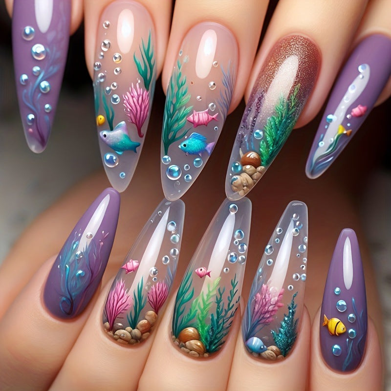 Marine-Inspired 3D Nail Art Bowlift