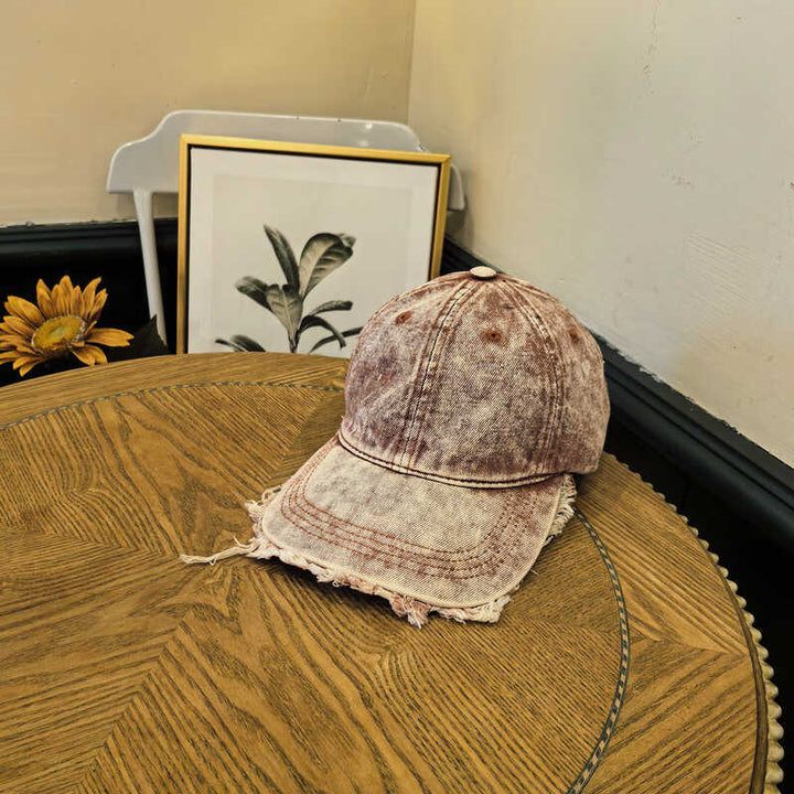 Men's Distressed Denim Baseball Cap Bowlift 1784270742
