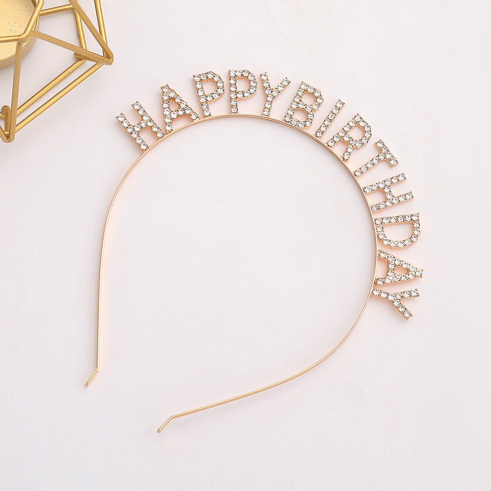 Ladies Glitter Headband with "Happy Birthday" Inscription Bowlift