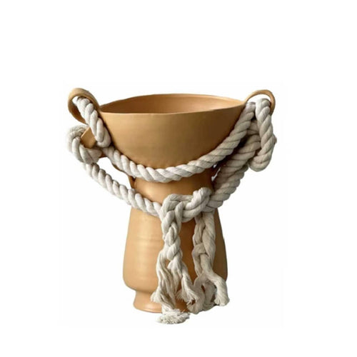 Decorative Rope Edge Clay Vase
