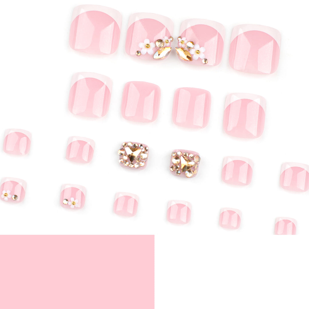 Artistic toenail art with elegant flower and glitter accents Bowlift