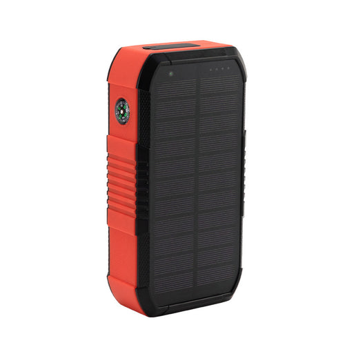 Portable power bank with solar charging and integrated LED light Bowlift