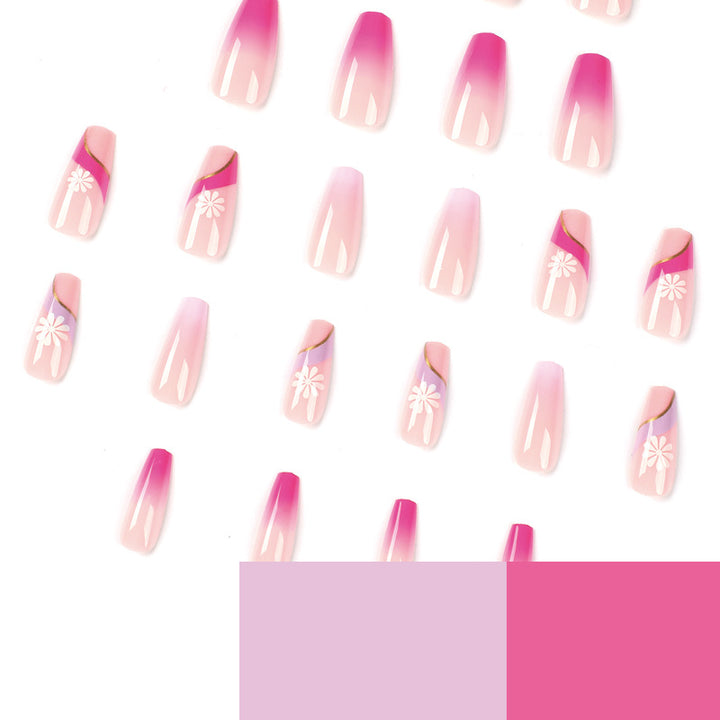 Artful nail extensions with colorful ombre design and floral accents Bowlift