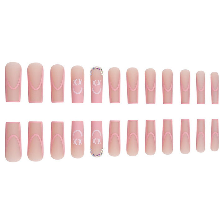 Long Square Press-On Nails with Elegant Design Bowlift