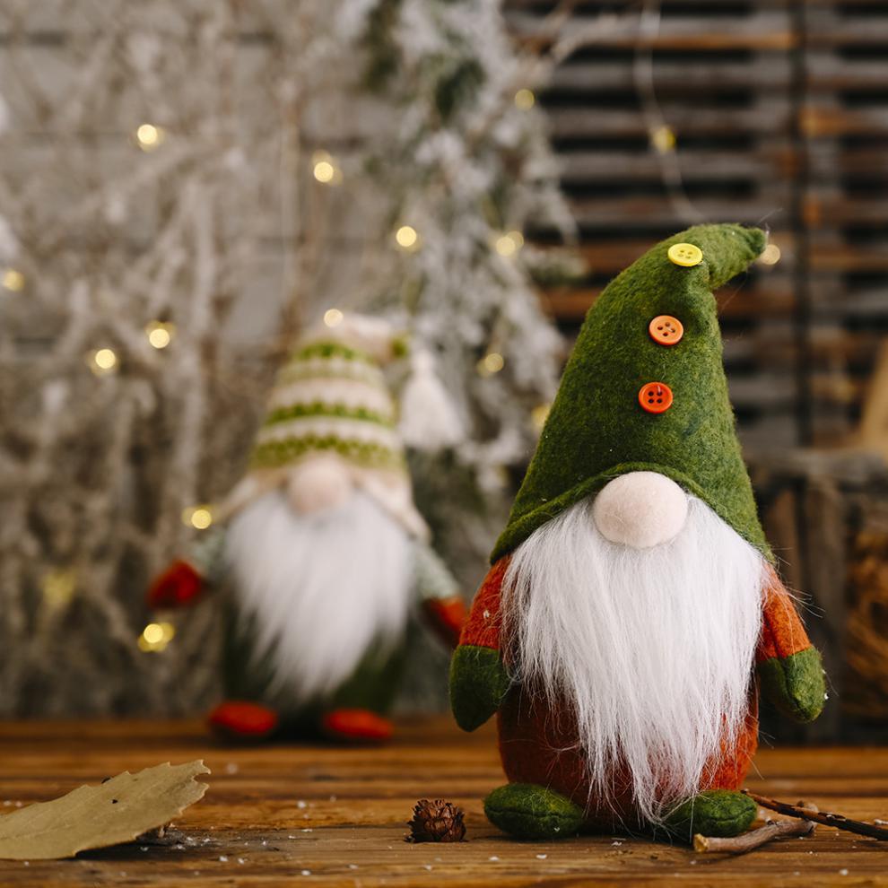 Nordic Green Style Faceless Elf Plush Rudolf Doll