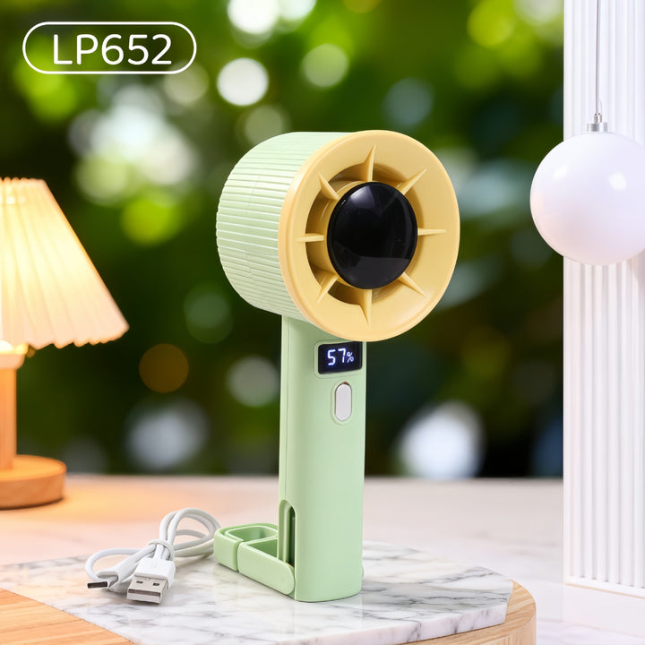 Ladies Portable Hand Fan with LED Display Bowlift